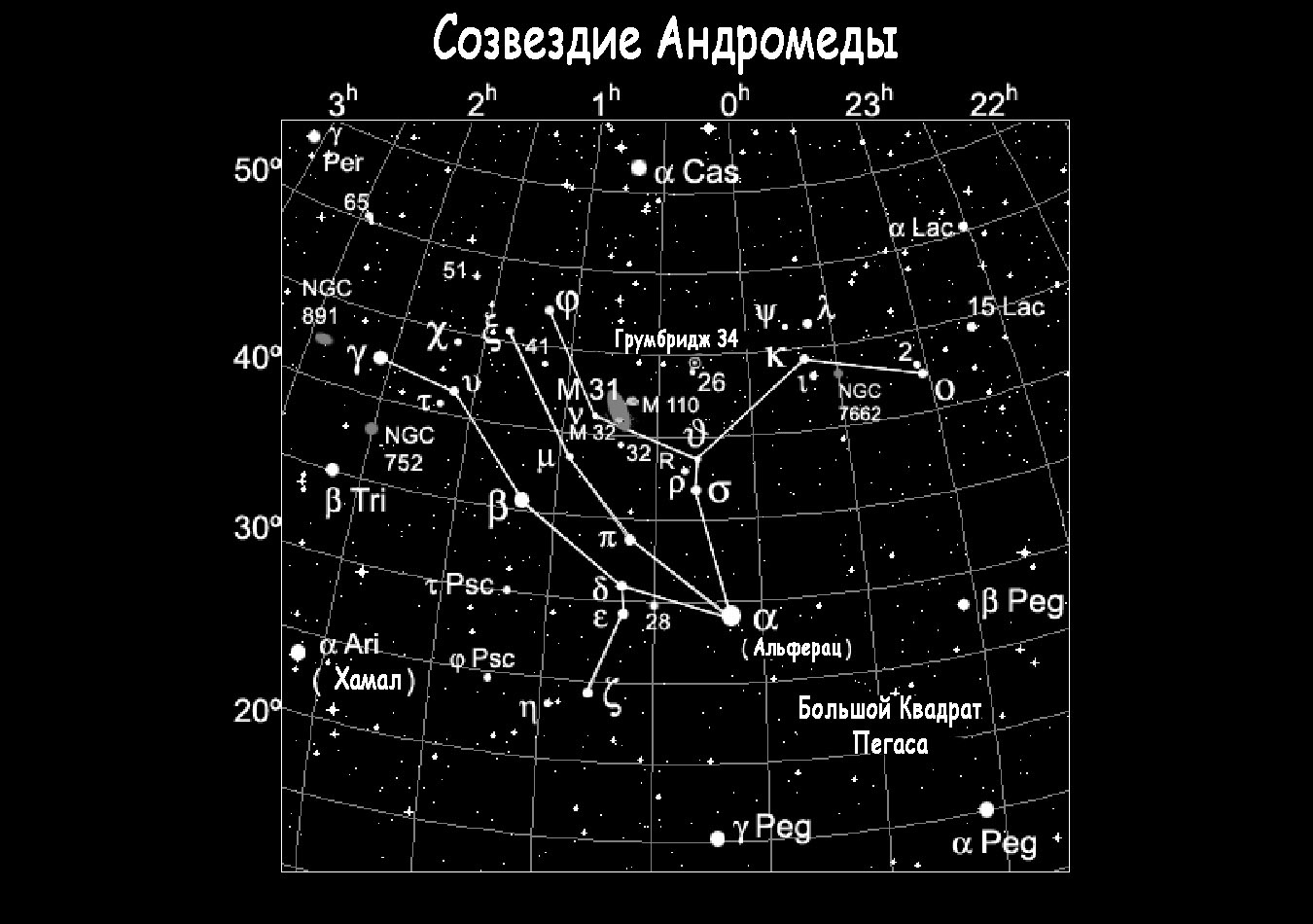 Андромеда созвездие схема