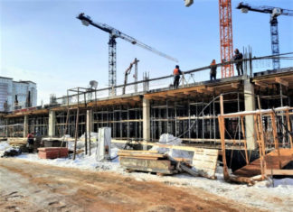 Как возводят первый этаж школы в ЖК «Гусарская баллада» в Одинцово